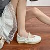 Летние новые французские туфли Мэри Джейн женские ретро жемчужное слово с мягкой подошвой одинарные туфли женский темперамент носить высокое чувство