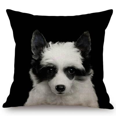 Black Background Dog Puppy Portrait Vizsla Husky Shepherd Shibu Cute Sofa Pillow Case Home Decorative Cotton Linen Cushion Cover