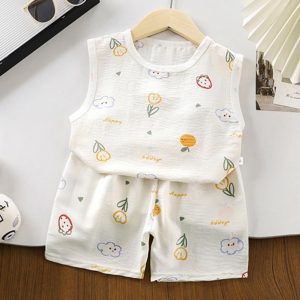 Cotton Cloud Baby Sleeveless T Shirt Shorts Set Summer Thin Fabric Toddler Outfits For 13 Years