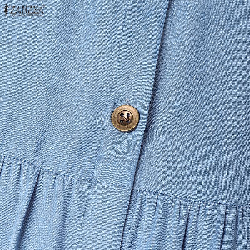 ZANZEA Женское платье с круглым вырезом, рукавом 3/4, свободного кроя, повседневное, длинное