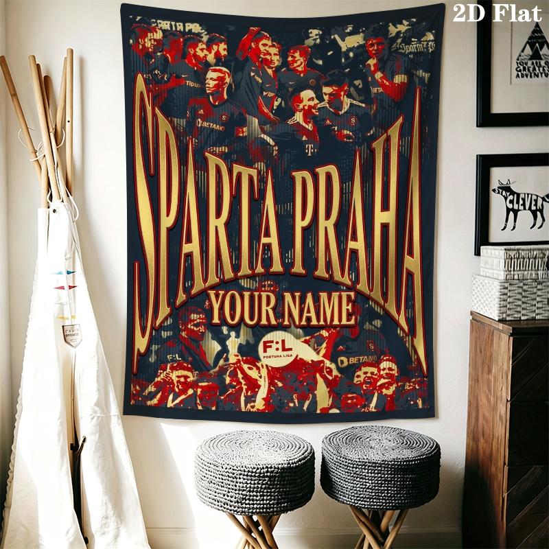 Custom Name AC Sparta Praha Wall Tapestry Aesthetic Wall Hanging Printed Fabric Blanket Decorative Tapestries for Bedroom Living Room Home Decor