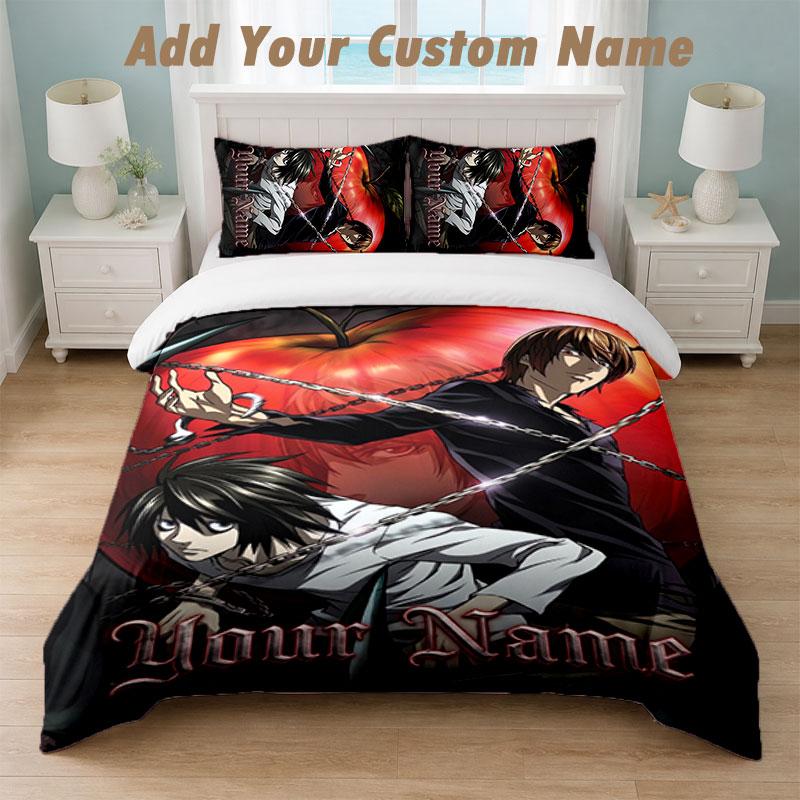 Bedding Set 1 Duvet Cover 2 Pillowcases Death Note Print Soft Bed Linen Bedroom Decor