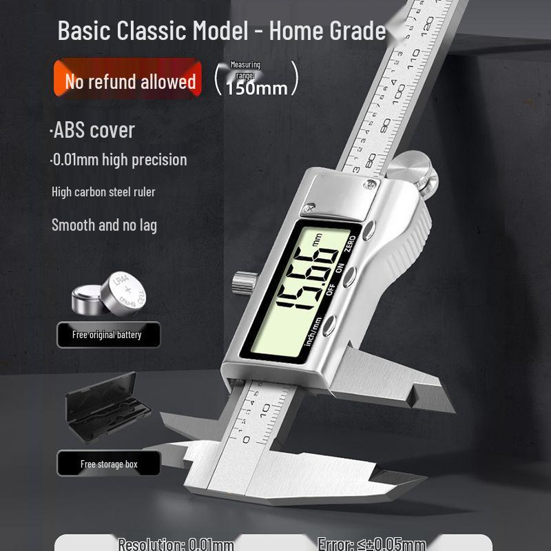 Перезаряжаемый Водонепроницаемый Цифровой Штангенциркуль из Нержавеющей Стали - Высокоточный Промышленный Класс