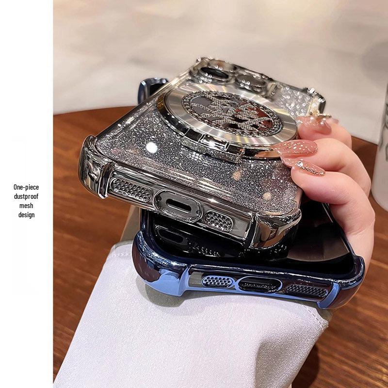 Чехол для телефона Apple XR/XS/XS Max с блестками в китайском стиле, со стендом-гироскопом и защитной пленкой на всю камеру