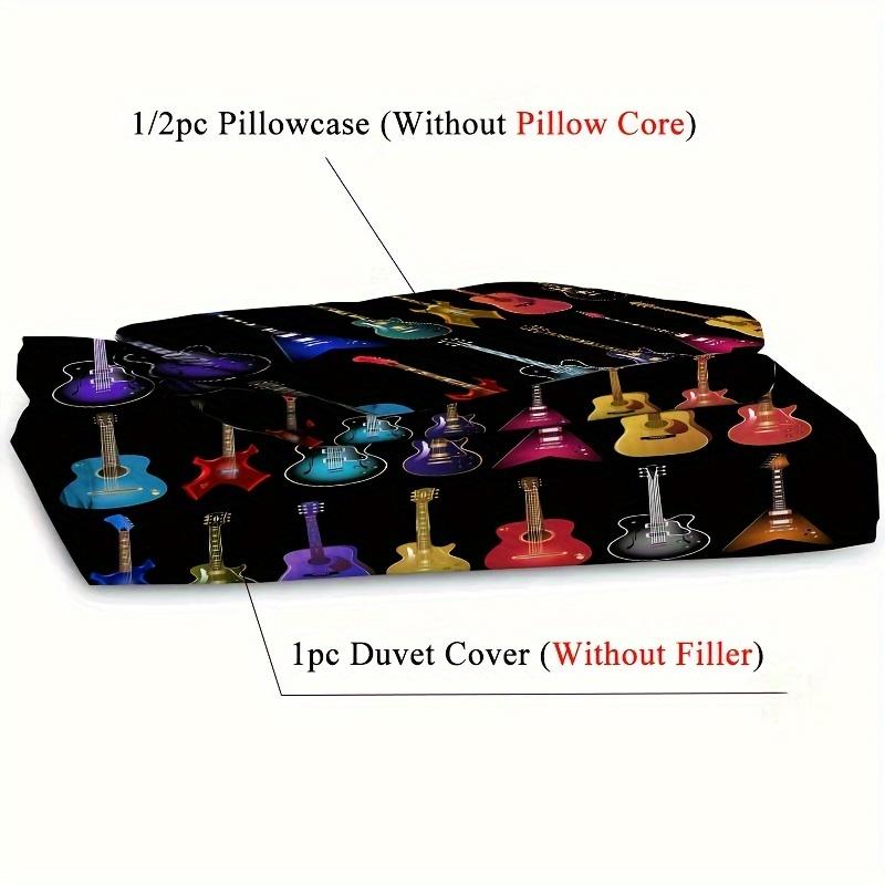 Комплект из 2/3 ярких гитарных музыкальных инструментов - мягкое и стильное постельное белье для любителей музыки 1 пододеяльник + 1/2 наволочки