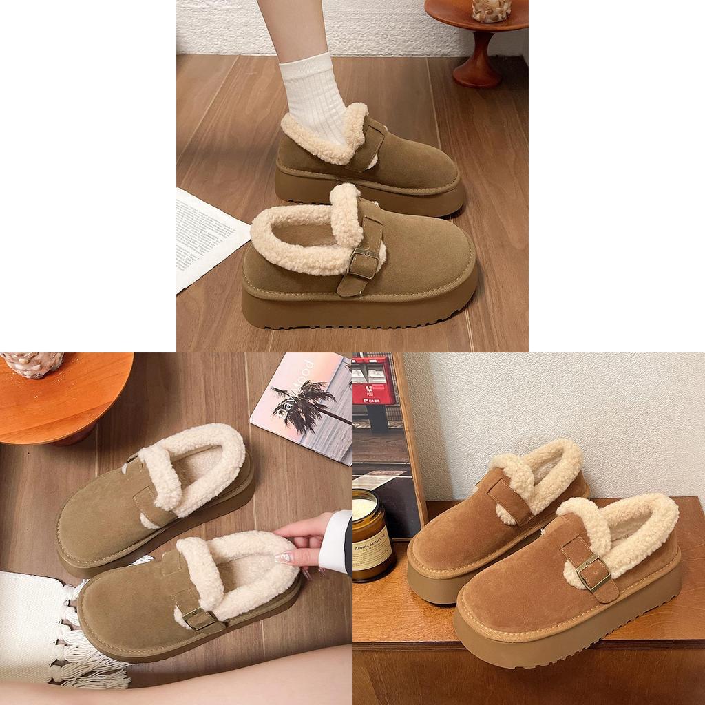 Winter Women Cotton Shoes With Thick Heel And Sole For Daily Comfort