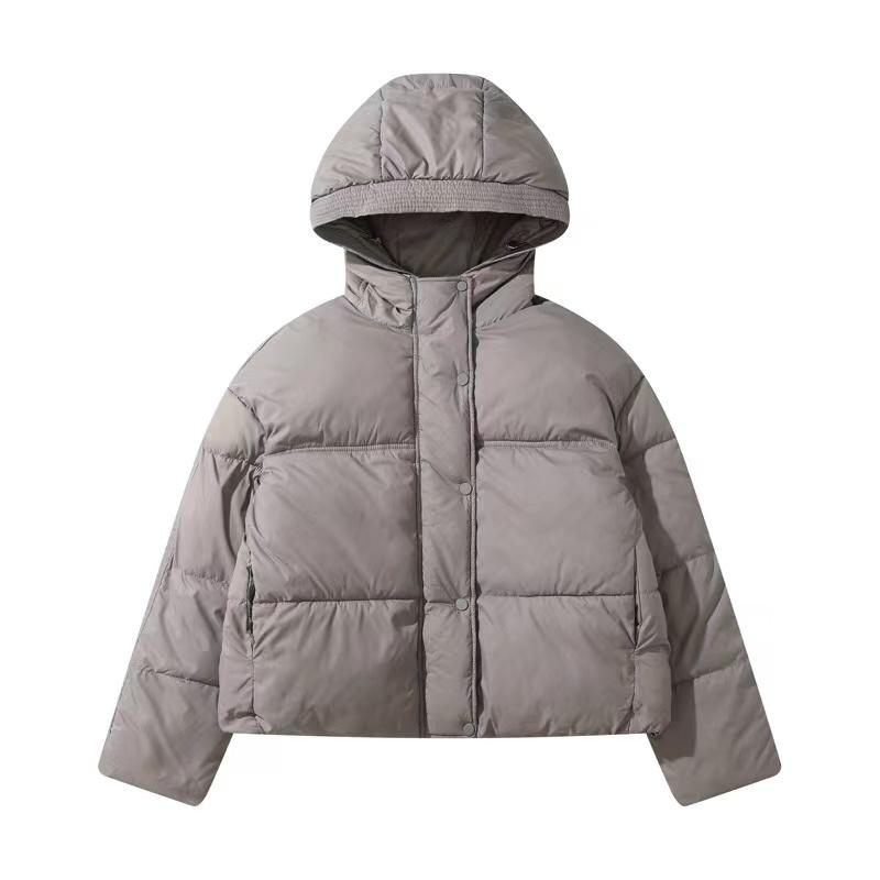Qishki Moda Keng Ayollar Qisqa Palto Gul Kapushonli Issiq Qalinlashtirilgan Jaket