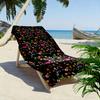 Colorful Floral Pattern on Black Background Beach towel quick-drying for travel outdoor sports jogging beach and swimming