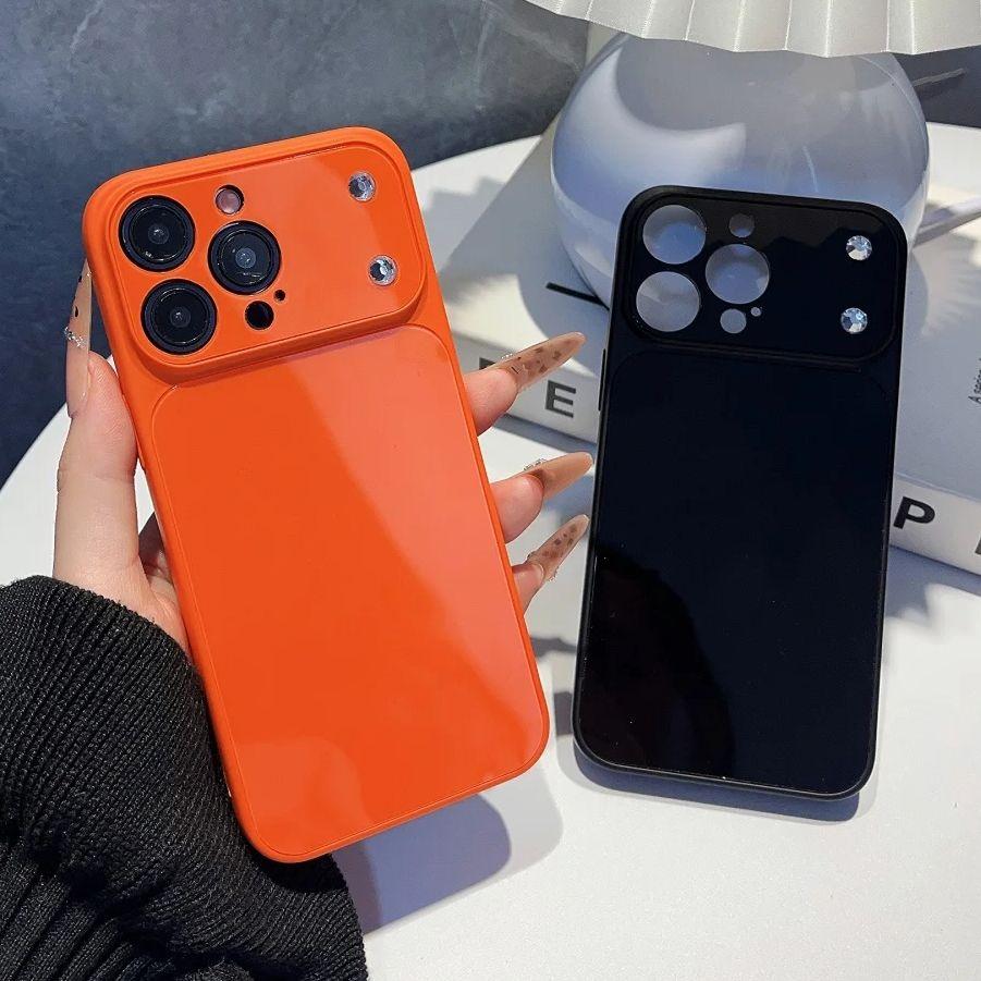 Glossy Acrylic Official Color Phone Case For iPhone 17 Air 16 15 14 Plus 13 Pro Max Large Window Camera Protection Cover