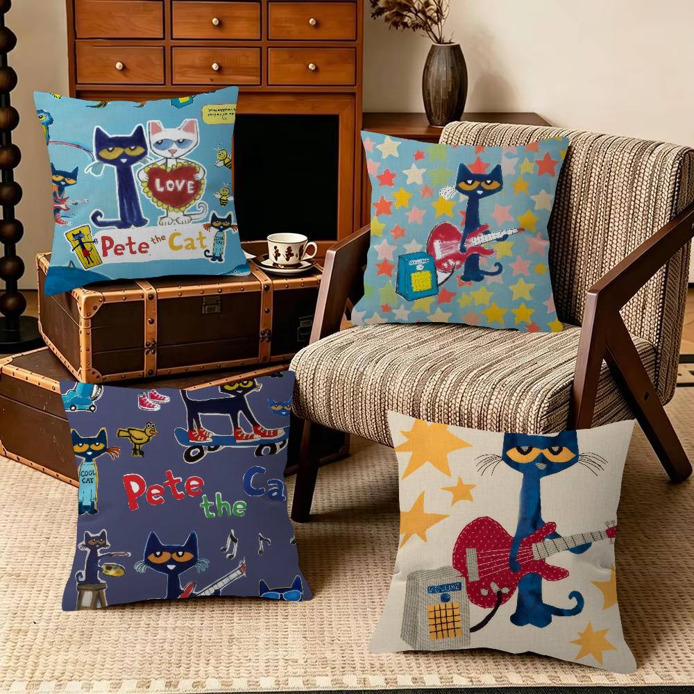 Cartoon PPete tthe CCat T Decorative Pillowcase Square Pillowcase Home Office Decorative Cushion Cover