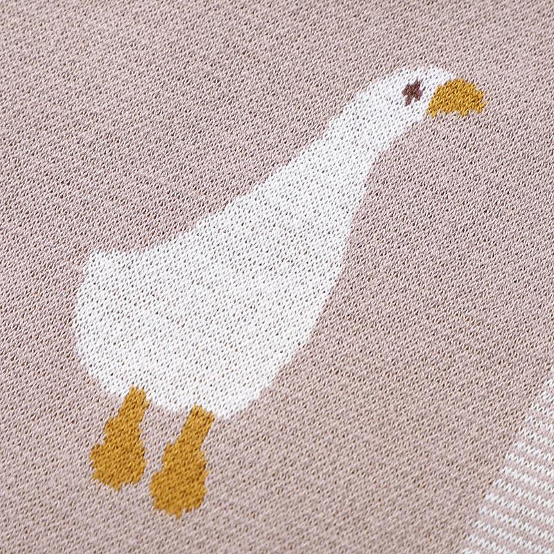 2024 Mimixiong Newborn Knitted Baby Animal Duck Pattern Blankets Babies Swaddle Knitting Cotton Blankets Bedding