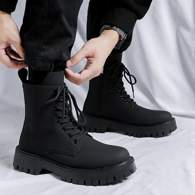Модные зимние мужские туфли с высоким верхом, британские кожаные мотоциклетные ботинки, мужские модные ботинки «Челси» на толстой подошве, мужские повседневные ботинки на платформе