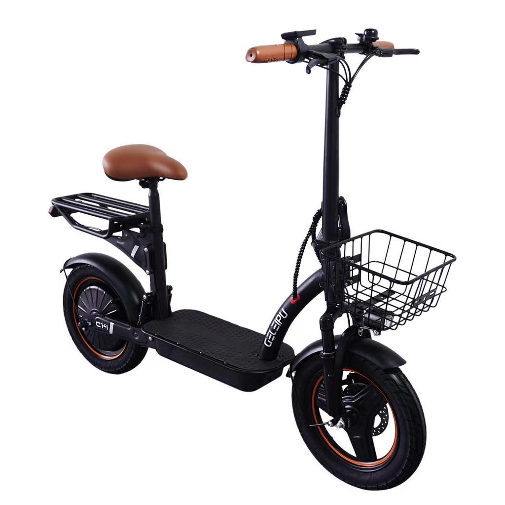 GELEIPU C14 14'' Shopping Cart Electric Scooter 500W Motor 48V17.5AH Battery 32KM/H Max Speed With Seat And Basket