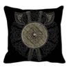 Funda de almohada con amuleto vikingo, cojín para sofá, decoración del hogar, funda geométrica en blanco y negro