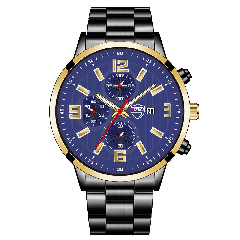 Steel Belt Men'S Watch Trendy Fashion Automatic Calendar Luminous Quartz Watch