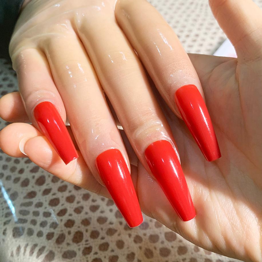 Трансвестит между мужчинами и женщинами, масляные блестящие прозрачные супертонкие латексные длинные красные плоские ногти Zentai, прозрачные перчатки для косплея кигуруми