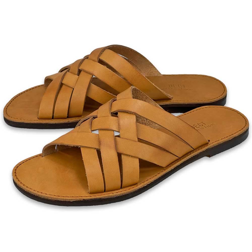Сделано в натуральных легких [Dect] мужских сандалиях, кожа, Япония, кожа, коровья кожа, (Кэмел, LL)