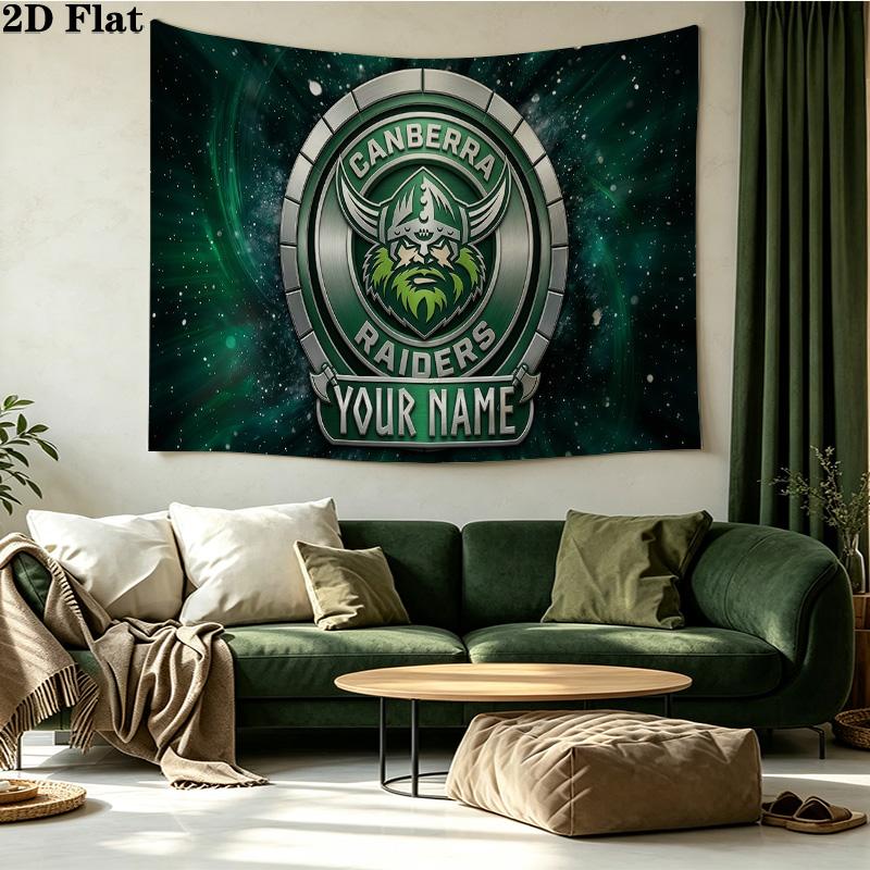 Custom Name Canberra Raiders Printed Tapestry – Wall Hanging for Bedrooms, Dorms, and Home Decor