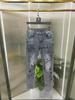European Men's Spring & Autumn Tiger Head Slim Fit Jeans with Hot Diamond Detail