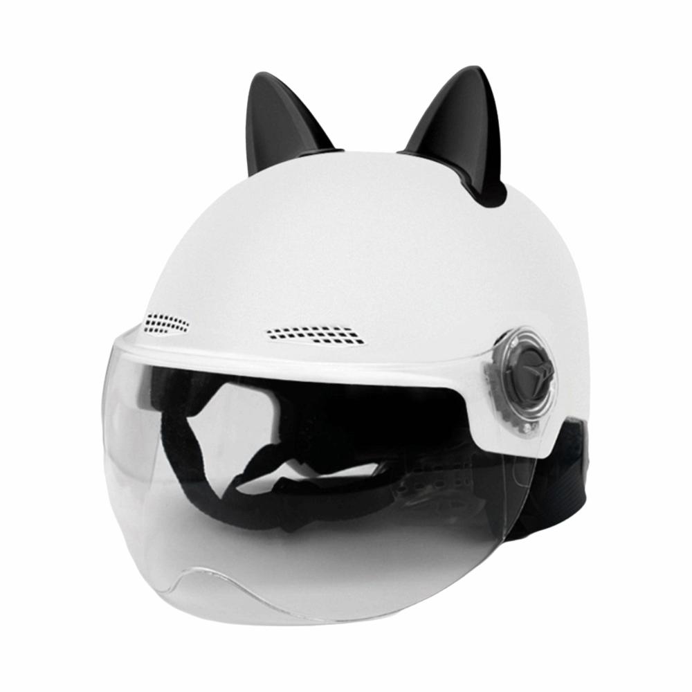 Adjustable Motorcycle Helmet Cat Ear Decoration Riding Helmet Safety Electric Car Helmet Women
