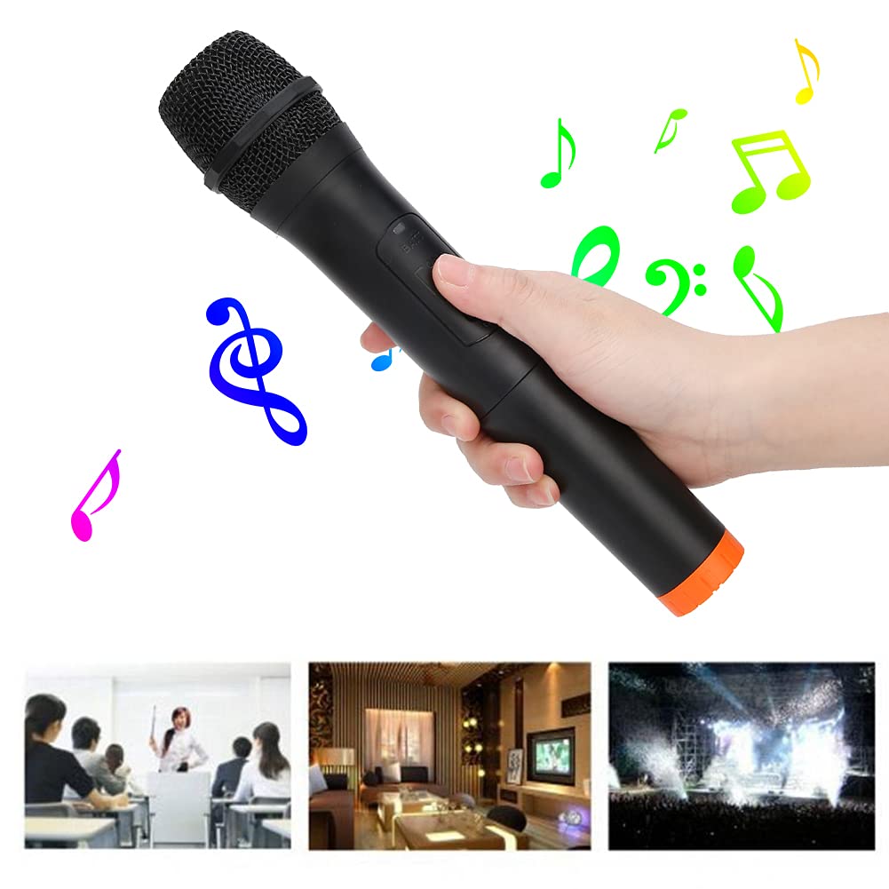 Qiilu Wireless Microphone for Karaoke Handheld VHF USB Receiver Black ABS Plastic Professional Universal