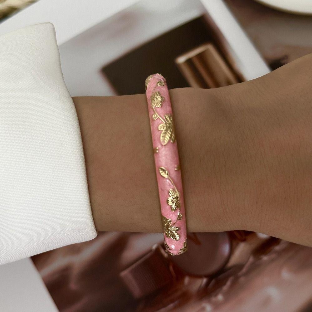 Zinc Alloy Enamel Flower Bracelet Drip Oil Ethnic Style Bracelet Gift Giving