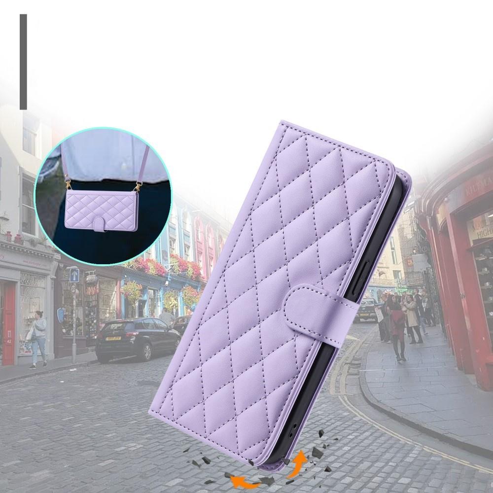 Samsung Galaxy S24 FE Flip Case, Rhombus Crossbody Leather, Purple