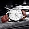 Мужские часы с коричневым кожаным ремешком, деловые, классические, наручные, мужские, водонепроницаемые, кварцевые, аналоговые, стильные, повседневные, простые, дата, день недели, легкие, мужские