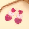 Hot Sale Color Matching Barbie Pink Valentine's Day Acrylic Love Earrings Simple Pendant Textured Earrings Women