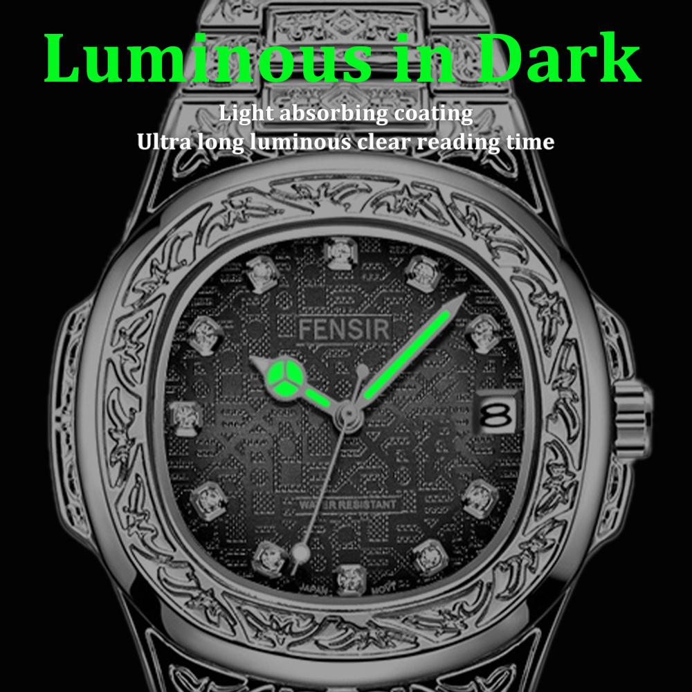 Весна 2025 Новые Мужские Роскошные Деловые Наручные часы из нержавеющей стали Винтажные Часы с кварцевым механизмом с резными узорами для мужчин Relogio