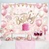 Товары для вечеринок Розовое золото День рождения Полиэстер С Днем Рождения Баннер Украшения для дома Девочки