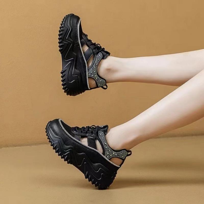 Roman Summer Women Wedges Shoes Mules Shoes 2025Hollow-out Vulcanized Shoes All-match Breathable Women Casual Sandalias De Mujer
