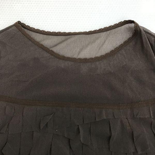 Сделано в Японии GK Италия Платье с прозрачными рукавами и многоярусной бахромой 11 Женский M-L Длины до колена Коричневый cBH627(ИСПОЛЬЗОВАЛ)