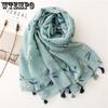 Leaf Print Fringe Scarf for Women's Decoration Multifunctional Sun Protection Shawl for Spring Autumn and Summer