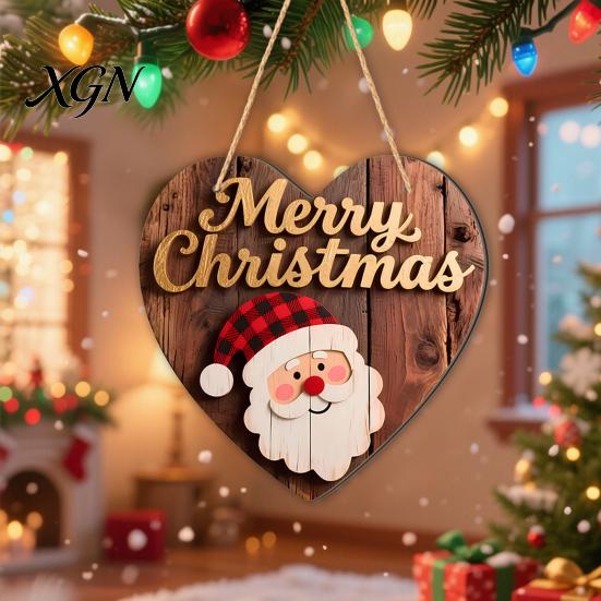 Warm Atmosphere Wall Art Decor Christmas Wooden Pendant, Decorative Reindeer/Santa Claus/Gnome Pattern Hanging Sign, Welcome Sign with Weather