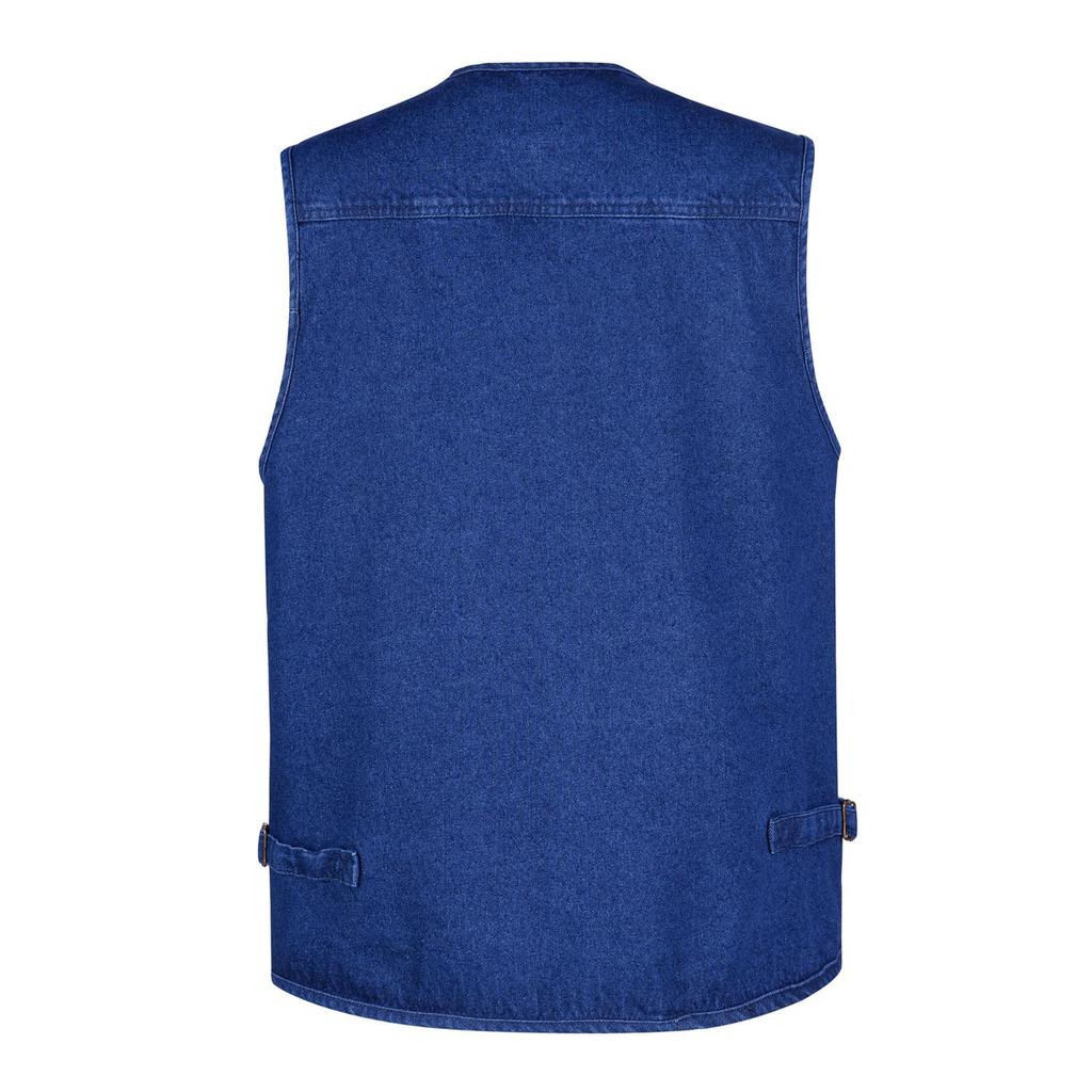 Мужской джинсовый жилет для рыбалки с V-образным вырезом и несколькими карманами