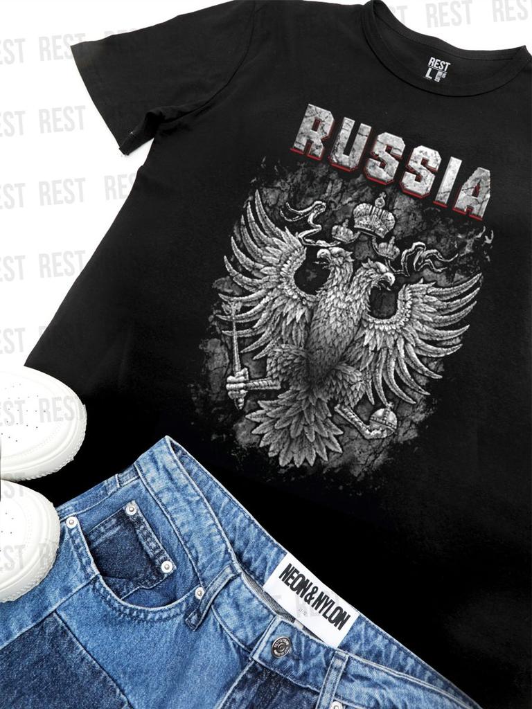 Мужская футболка Rest Большой размер Черный Агатовый Серый Оверсайз Короткий рукав Летняя Хлопок Свободный Уличная одежда Короткий рукав Мужская одежда