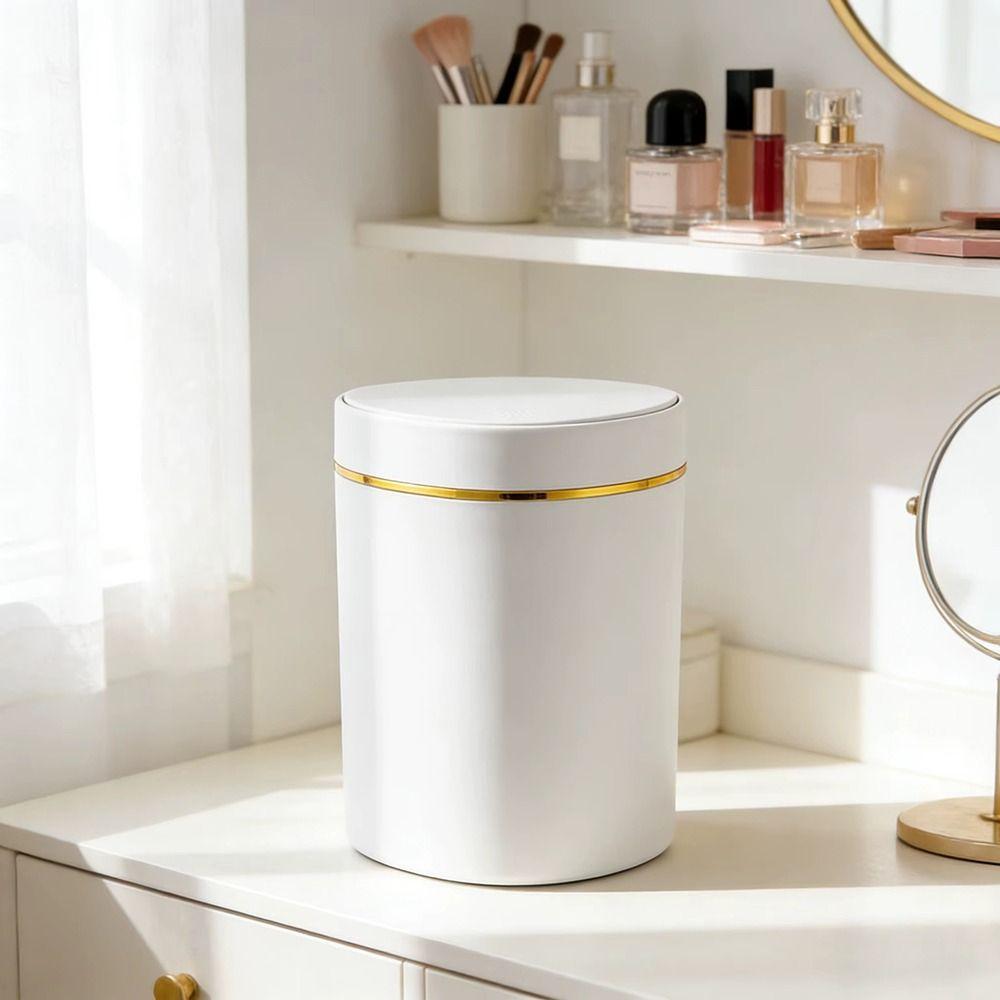 Round/Triangle Mini Desktop Trash Can Press Type Plastic Waste Bin Desk Storage Box Home Supplies