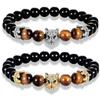 8 мм камень ручной работы плетеный эластичный браслет мужские циркон голова волка бисером браслеты для йоги