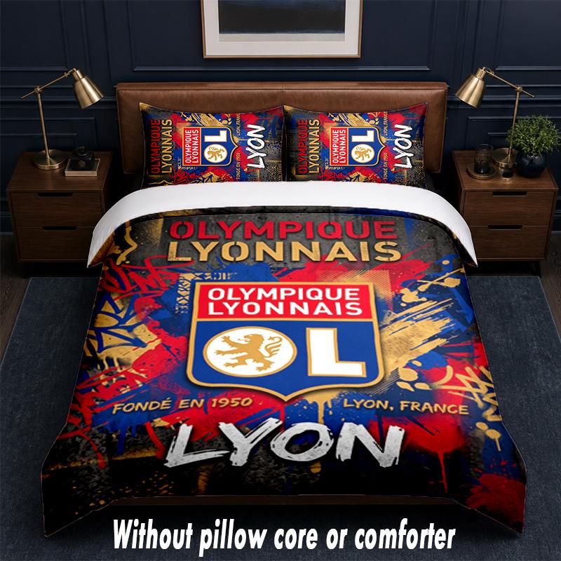 Lyon FC Design Bed Bedding Set 1 Duvet Cover + 2 Pillowcases Soft Breathable Household Bed Linens