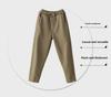 2025 Women's Elastic Waist Cotton Twill Harem Pants - Western Casual Style, Solid Color with Fashion Buttons