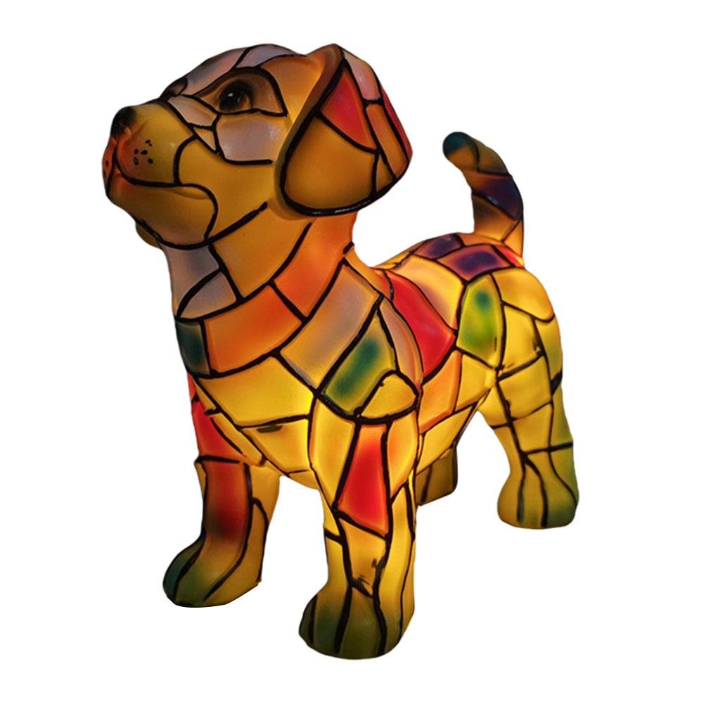 Кошачья лампа Анималистическое искусство Смола Настольная лампа Красочная Винтажная Витражная Французский бульдог Корги Мейн-кун Светодиодный ночник Подарки