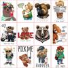 Cool Bears Patch For Clothes Animal Pirnt Clothes Stickers Diy Parches Ropa T-Shirt Hoodies Heat Press Appliqued Iron On Patches