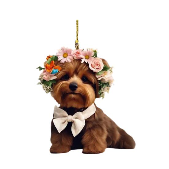 Милые подвески в виде кошки, собаки и розы, 2D акриловый брелок, новинка, шарм на тему питомцев для зеркала автомобиля, сумки, дома, праздничное украшение