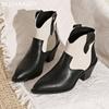 Острый носок женские зимние ботильоны кожаные на среднем каблуке модная обувь женская 2024 тренд зимние ботинки челси новые туфли-лодочки Mujer Botas