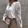 Womens Elegant V Neck Long Sleeve Blouse Shirt Floral Lace Patchwork Lady Tops