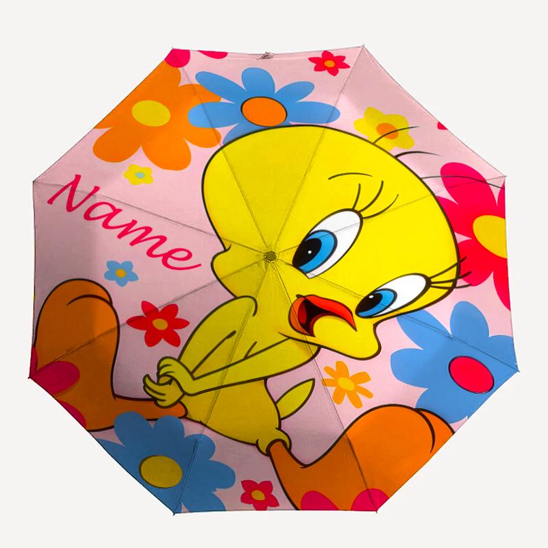 Personalized Name T-Tweety Print Umbrella - Automatic Open/Close, Eight-Rib Durable Frame, Automatic Folding Umbrella