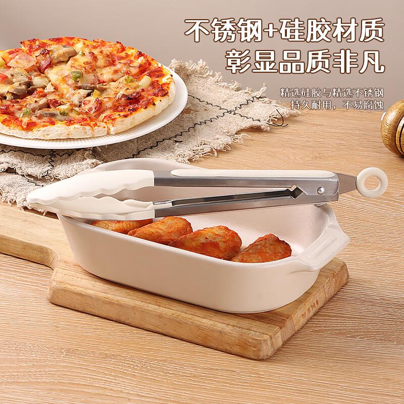 Baijie Stainless Steel Silicone Food Tongs, Steak Tongs, Barbecue Tongs, Kitchen Steak Tongs, Grilled Meat Tongs