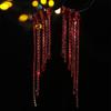 Walking Show Performance Senior Sense Of Exaggerated Red Crystal Long Tassel Earrings Women's Earrings 1 Pair