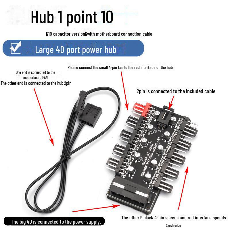 4-контактный ШИМ-концентратор вентиляторов для управления температурой и скоростью корпуса